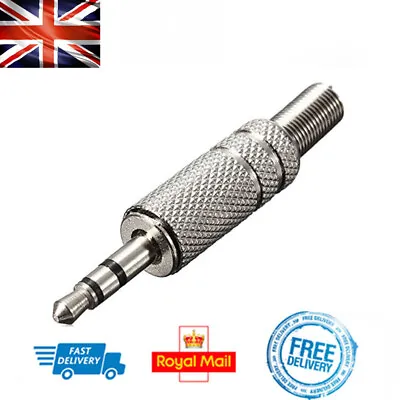 3.5mm 3 Pole Audio Jack TRS Male Metallic Silver Connector Plug Stereo Headphone • £2.69