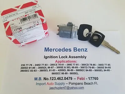 Mercedes Benz Ignition Lock Cylinder 230 240D 280 300's 380's 420 500's 560's • $28.95