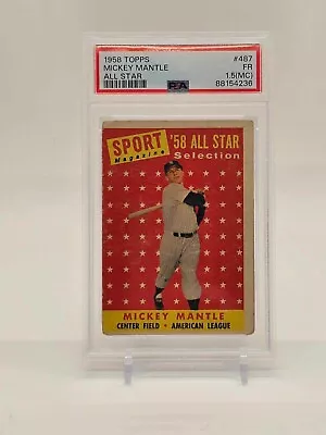 1958 Topps Baseball Mickey Mantle #487 PSA 1.5(MC) All Star • $109.99