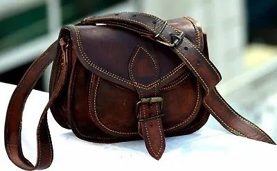 Women's Vintage Genuine Brown Leather Messenger Shoulder Cross Body Bag • $37.05