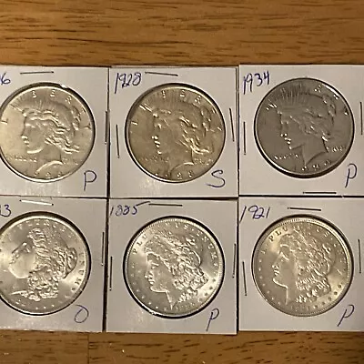 Morgan/Peace Silver Dollars Lot Of 6 Coins • $102.50