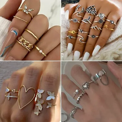Fashion Butterfly Stack Plain Above Knuckle Ring Midi Finger Rings Set Jewellery • $1.71