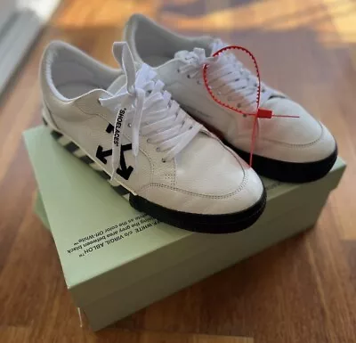 Off-White C/o Virgil Abloh Low Vulcanized White Black Sneaker Men’s 43 • $370