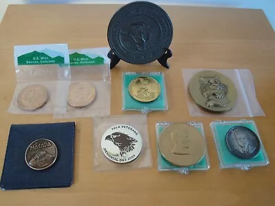 Eight Various Coins/Medals Including A Sample By Medallic Art Co.  Danbury Ct. • $25
