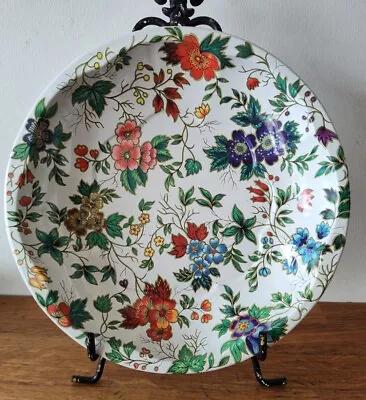 Daher Vintage Metal Tin Tray Made In England LOVELY FLOWERS! 10  Round  • $11.99