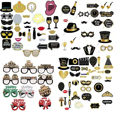 £2.09 • Buy Happy New Year Photo Booth Party Props Eyeglasses Frame Selfie Celebration Decor