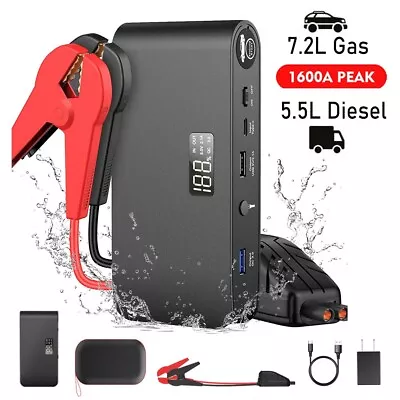 Portable Car Jump Starter 1600Amp Jumper Box 12V Battery Booster USB Power Bank • $26