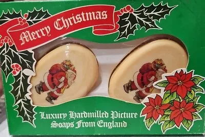 Luxury Hand Milled Picture Soaps 2 Beauty Bars England Christmas Santa Claus • $8
