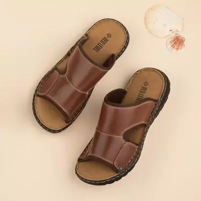 Mens Sandals  Brown Adults Mule Leather Padded Insole Size UK 789101112 • £9.99