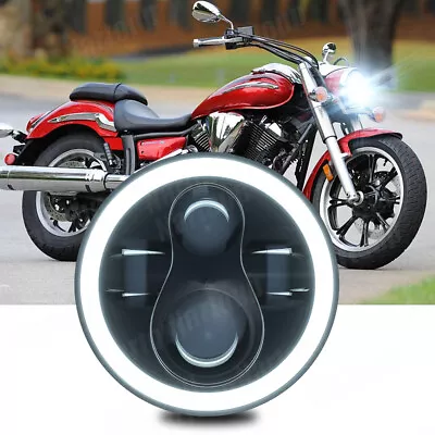 Fit Yamaha V Star 1100 2000-2009 7 Inch Motorcycle Round Headlight LED DRL Lamp • $48.99
