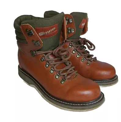 Simms Freestone Leather Felt Sole Wading Boots Mens Size 10 Fly Fishing Angler • $59.99