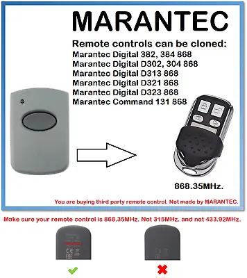 MARANTEC Digital D321 868 Universal Remote Control Duplicator 868.35MHz • $10.04