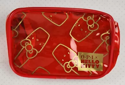 Opi X Hello Kitty Clear Red Makeup/Nail Polish Bag/Pouch W/ Zipper 4  X 6  • $11.75