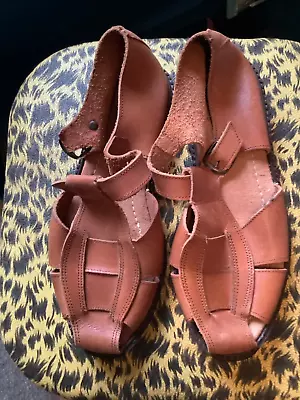 VARS SANDALUS Made In Spain Tan Leather Sandals Size 41 • £6.95