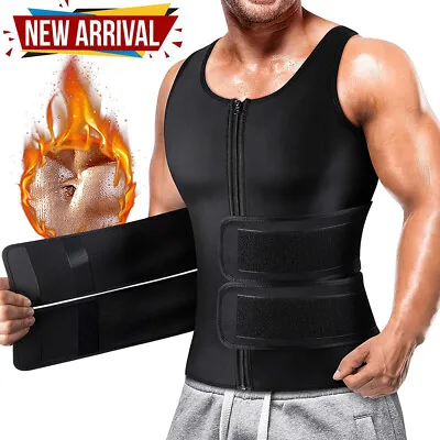 $9.99 • Buy Men's Neoprene Sauna Sweat Vest Body Shaper Waist Trainer Fat Burner Top Workout