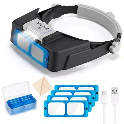 Headband Magnifier With LED Light Rechargeable Head Mount Magnifier 1.5X To 3... • $44.64