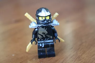 1 X LEGO Minifig MiniFigure Black Ninja Cole Ninjago Gold Dragon Swords - Excel • $15.90