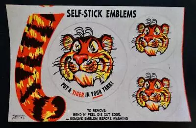 Vintage Original Esso Exxon Put A Tiger In Your Tank Tail Fabric Emblem Stickers • $11.97