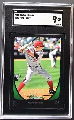 2011 Bowman Draft Rookie #101 Mike Trout RC SGC 9 • $44