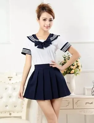 Japanese Style Girls School Uniform Blue Size Xl  Cosplay Sissy Very Cute New • £14.99