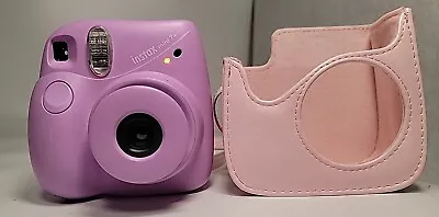 Instax Mini 7+ Instant Film Camera Purple/Lavender W/ Pink Case - Tested Working • $28.95