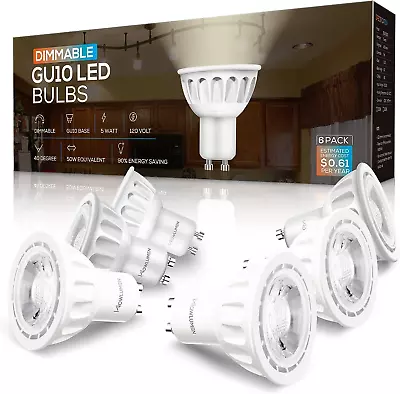 GU10 LED Bulbs Dimmable 3000K Warm White 5W-50W Equivalent 40D Beam Angle 1 • $31.42