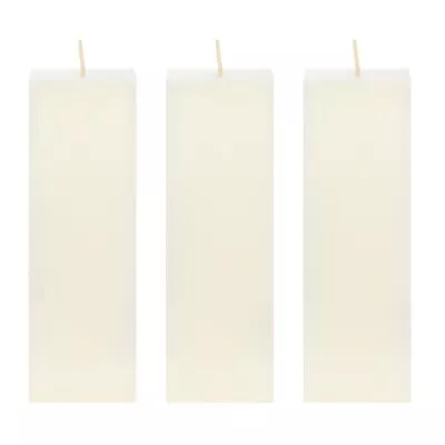 Mega Candles - Unscented 2 X 6  Hand Poured SQR Premium Pillar Candle Ivory 3PCS • $17.99