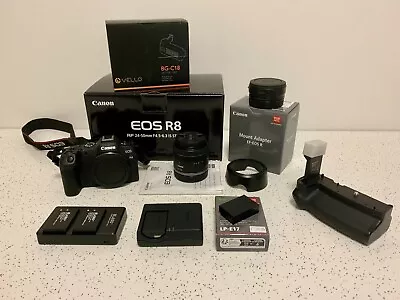 Canon EOS R8 RF24-50mm F4.5-6.3 IS STM Kit Plus Extras. • $2650