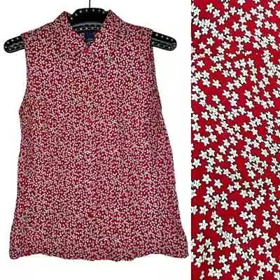 VTG Ann Taylor Floral Sleeveless Button Up Silk Top 4 • $23.95
