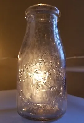 1940's HAPPY VALLEY FARMS Milk Bottle Half Pint ROSSVILLE GEORGIA COW • $35