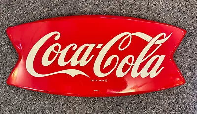 Vintage Coca-cola Am122 Fishtail Trademark Metal Sign • $175