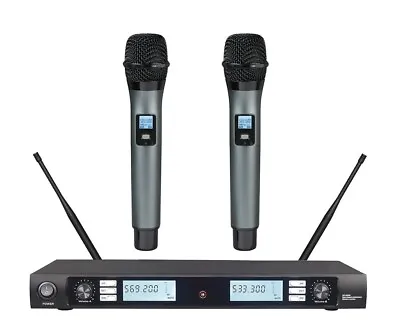 Dual-Channel Handheld Wireless System 2 Hand Wireless Mic Set For Church Theatre • $179