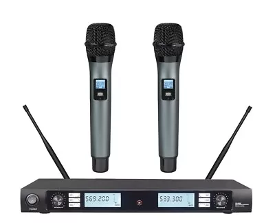 Dual Cordless Microphone Mic System 19 Inches Rack Mount UHF Wireless Microphone • $179