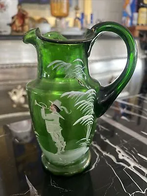 Mary Gregory Glass Pitcher Jug • $250