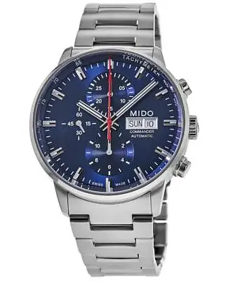 New Mido Commander Chronograph Blue Dial Steel Men's Watch M016.414.11.041.00 • $1409