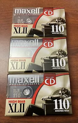 Lot Of 3 MAXELL XL II 110 Minutes BLANK Audio Cassettes High Bias Type II SEALED • $11.99