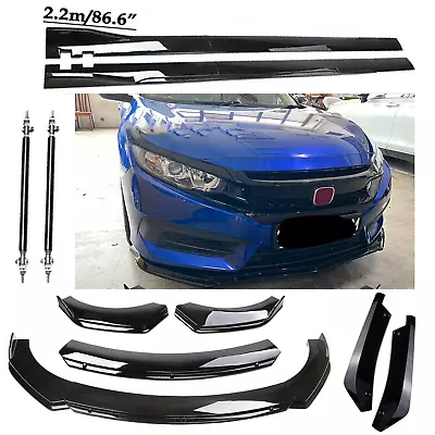 Black For Honda Civic Type R Front Bumper Lip Spoiler Kit +86.6  Car Side Skirt • $99.99