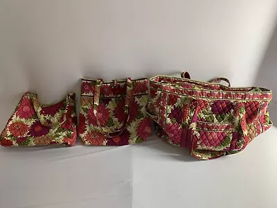 Vera Bradley Hello Dahlia Set Of 3: Weekender Duffel Villager Bag Strap Purse • $35