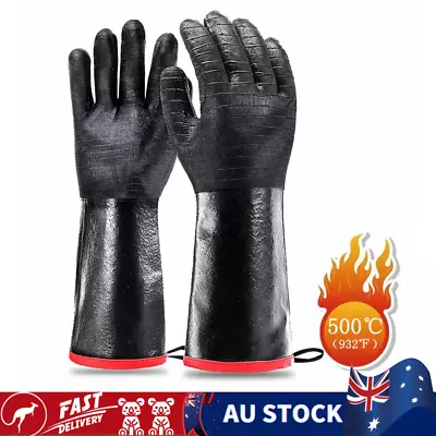 14/17inch BBQ Gloves Neoprene Coating Heat Insulation Oven Gloves Cooking Mitt • $30.62