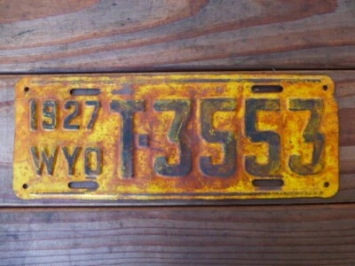 $62 • Buy Vintage License Plate Wyoming 1927 Automobilia