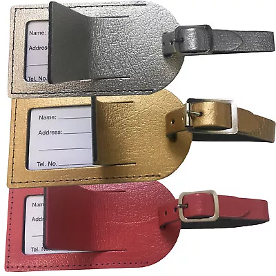 Leather Luggage Tags Suitcase Id Card Name Label Baggage Address Travel Big Size • £5.99