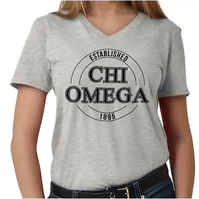 $7.99 • Buy Traditional Chi Omega Sorority Greek Letters Women V Neck Short Sleeve T Shirts