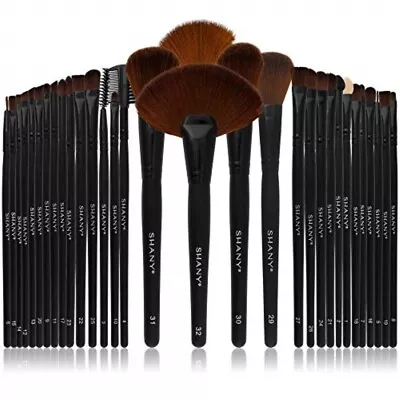 SHANY Brush Set With Leather-Look Pouch 32 Count Synthetic Bristles • $14.89