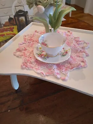 Vintage Beautiful Off White Folding Breakfast/TV Wood Bed Tray. Nice One. • $46.40