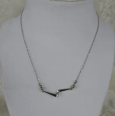 Sterling Silver & 14k Yellow Gold Ball Vintage Chain Link Necklace • $22.99