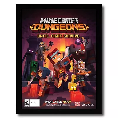2020 Minecraft Dungeons Framed Print Ad/Poster PS4 Xbox Switch Game Promo Art • £53.50