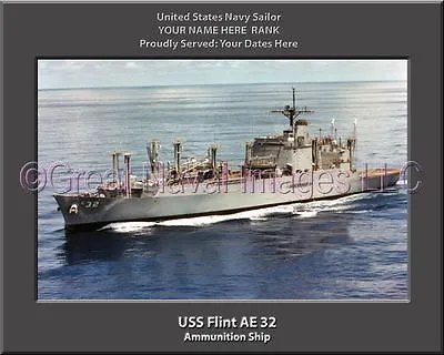 USS Flint AE 32 Personalized Canvas Ship Photo Print Navy Veteran Gift • $39.95