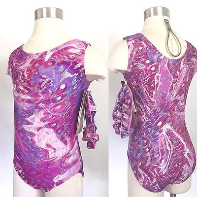 MONDOR Metallic Print Gymnastics Tank Leotard Grape Juice (5R) Print NWT • $36