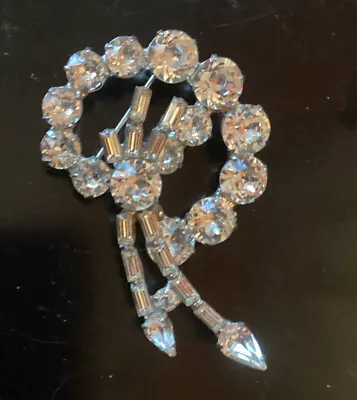 Dazzling Vintage Kramer Of New York Crystal Rhinestone Brooch • $43