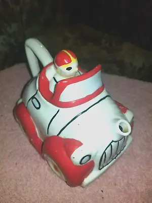 T42 Ceramic Race Car Teapot JSNY Lidded Tea Pot Vintage • £32.06